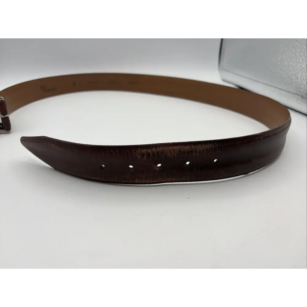 Allen‎ Edmonds Mens Belt Brown Leather Belt USA 95/38 Made In USA Calfskin